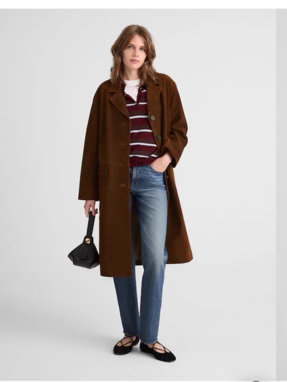 Madewell Chocolate Brown Suede Trench Coat